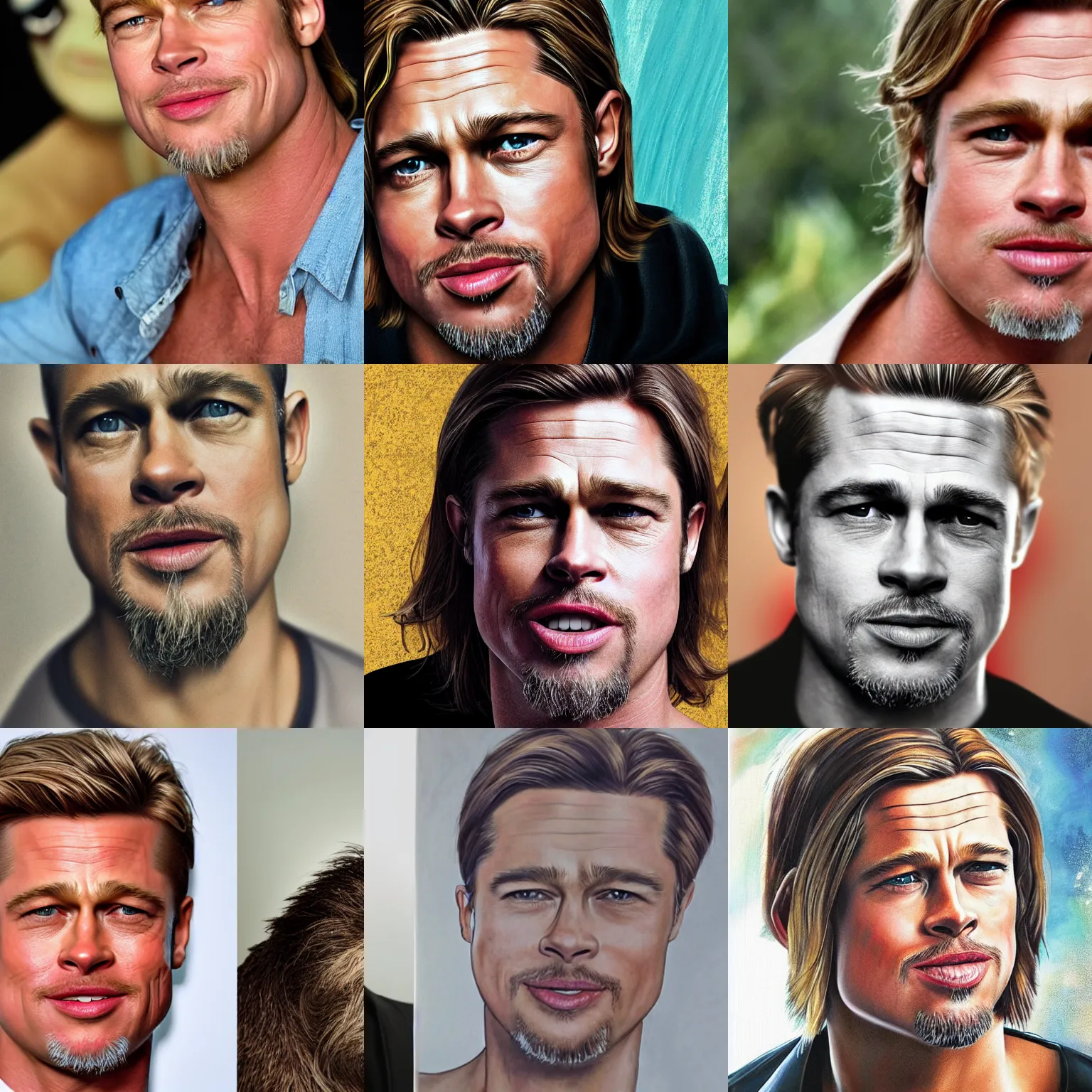 Prompt: close up portrait of a person with a face that is a mix bewteen brad pitt and a sloth