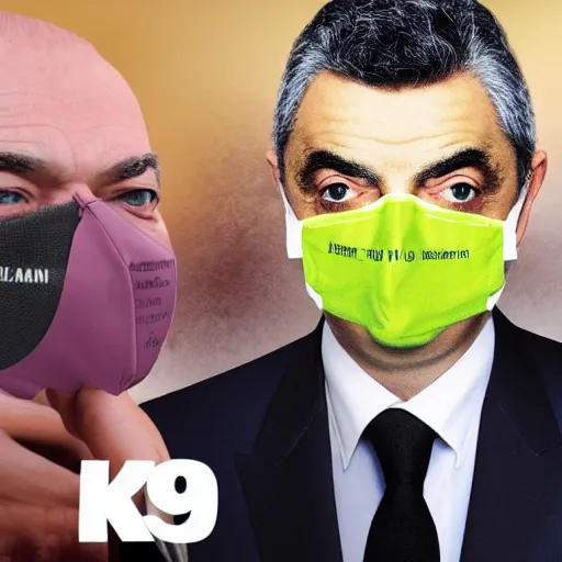 Image similar to rowan atkinson with kn 9 5 face mask