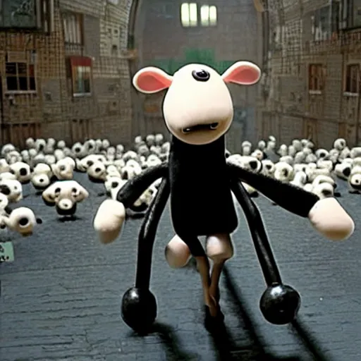 Image similar to Shaun the Sheep in The Matrix, official art,