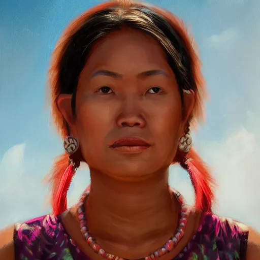 Prompt: A portrait of a Hawaiian Filipino woman, by Cameron Mark on artstation, trending on artstation, 8k