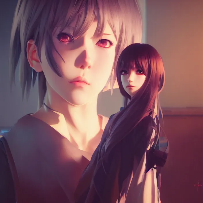 Image similar to a potrait of anime girl, my dress up darling anime, fine details, night setting, realistic shaded lighting poster by ilya kuvshinov katsuhiro, artgerm, jeremy lipkin and michael garmash and nixeu, unreal engine 5, radiant light, detailed and intricate environment