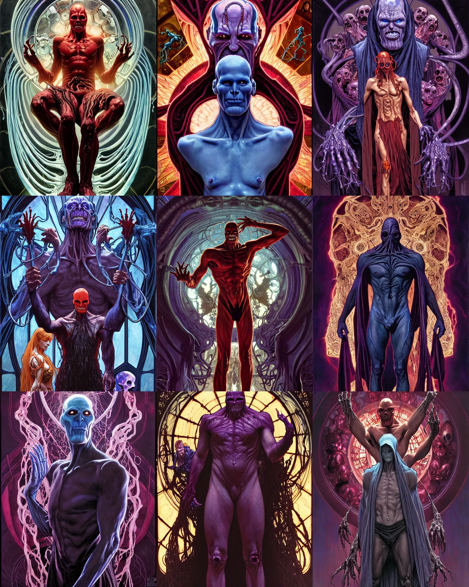 Prompt: the platonic ideal of the perfume of cletus kasady ultimate carnage thanos dementor doctor manhattan chtulu nazgul, detailed, intricate, hyperrealism, intense, scary, decay, dmt, art by brock hofer and artgerm and greg rutkowski and alphonse mucha