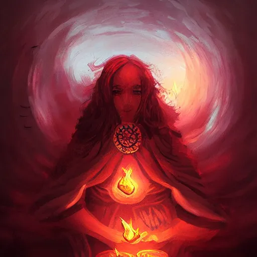 Prompt: pyromancer goddess by anato finnstark