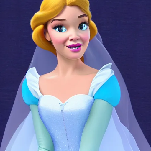 Image similar to a photorealistic 3d disney princess