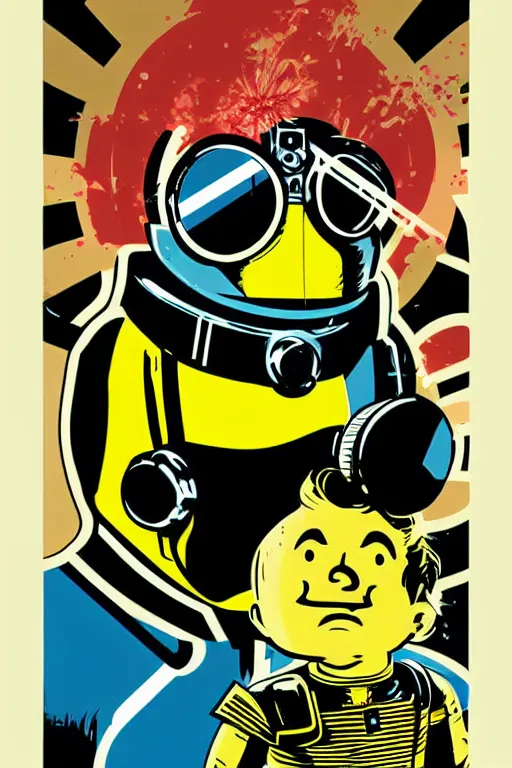 Image similar to fallout 7 6 retro futurist illustration art by butcher billy, sticker, colorful, illustration, highly detailed, simple, smooth and clean vector curves, no jagged lines, vector art, smooth andy warhol style