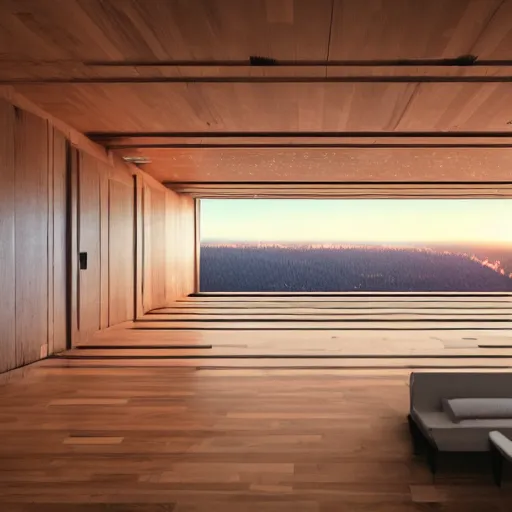 Image similar to wood room with a view of a nebula, modern architecture, cinematic, high quality, 8k, hyper realistic,