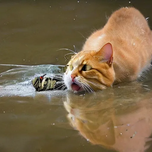 Prompt: fish eat cat