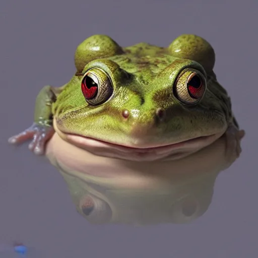 Image similar to hyperrealistic mixed media image of a ( ( frog ) ) whose head resembles alex jones, stunning 3 d render inspired art by greg rutkowski and xiang duan and thomas eakes, perfect symmetry, flesh texture, realistic, highly detailed attributes and atmosphere, dim volumetric cinematic lighting, 8 k octane detailed render, post - processing, masterpiece,