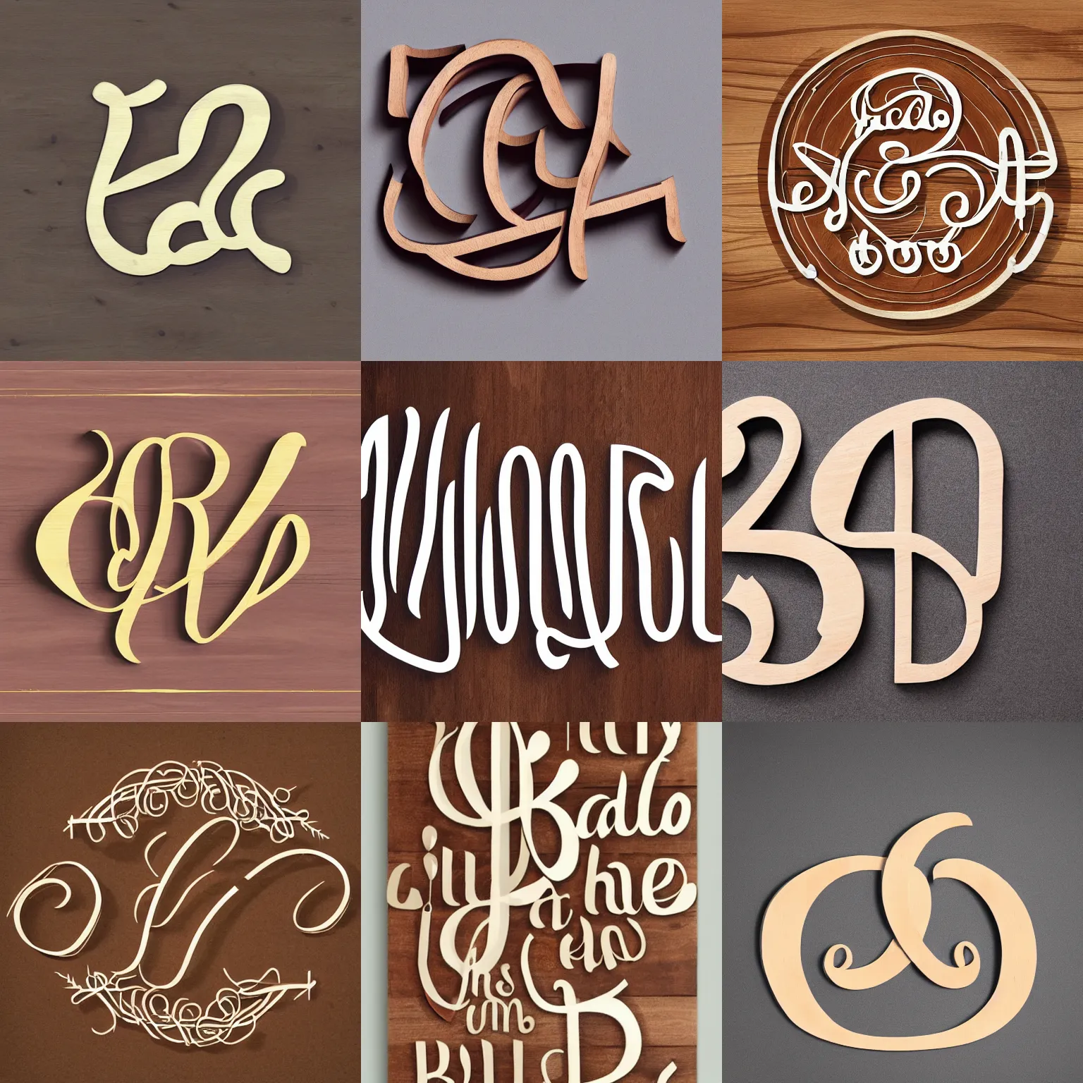 Prompt: typography wooden lettering for BALLO harmonious shapes