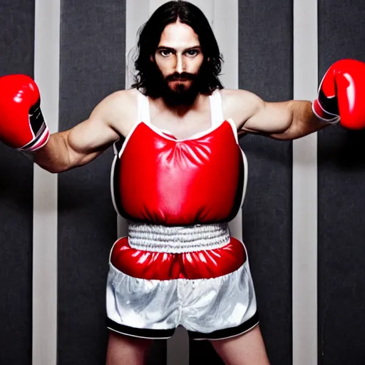 Image similar to jesus christ wearing boxing gloves