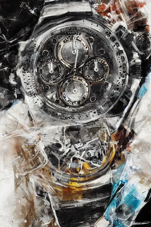 Prompt: rolex watch daytona paul newman, detailed, carl spizwar, ismail inceoglu, sharply rule of thirds, photorealistic shading, focused