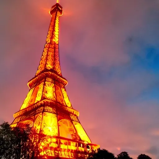 Image similar to eiffel tower on fire