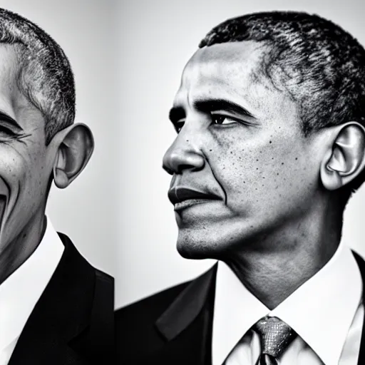 Image similar to A portrait Obama teams up with a teenage Obama, perfect faces, 50 mm, award winning photography