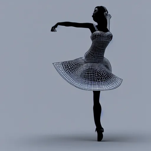 Prompt: a 3d illustration of a beautiful woman dancing