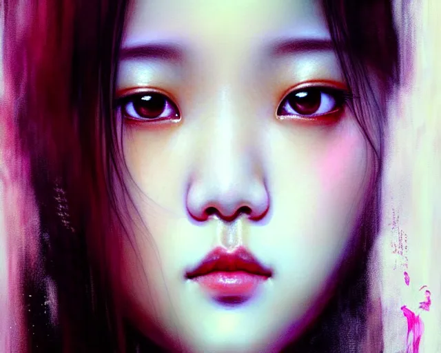 Image similar to jisoo from blackpink, portrait, highly detailed, deep focus, elegant, digital painting, smooth, sharp focus, illustration, ultra realistic, 8 k, art by karol bak and agnes cecile