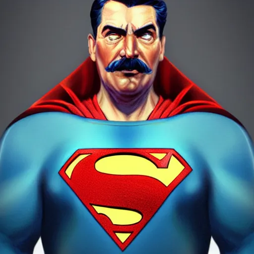 Image similar to joseph stalin as superman , digital art by Mandy Jurgens and Irina French and Heraldo Ortega , hyperdetailed, artstation, cgsociety