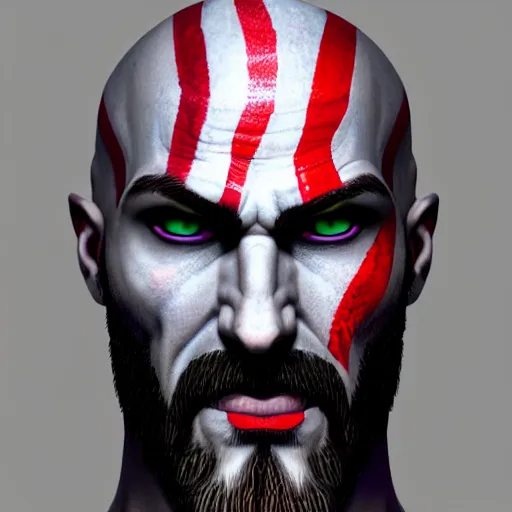 Image similar to portrait from kratos from god of war, retrowave, trending on artstation