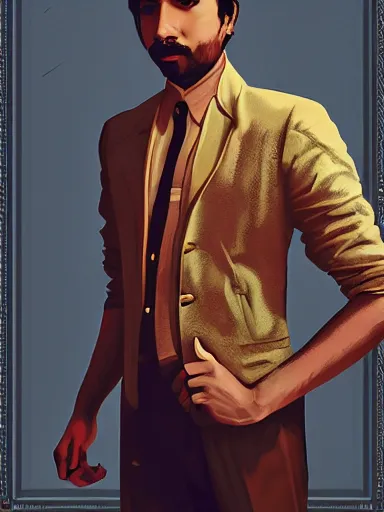 Image similar to artwork by Enjolras Delphin, of a solo individual portrait of an Indian guy with lilies, dapper, simple illustration, domestic, nostalgic, full of details, Matte painting, trending on artstation and unreal engine