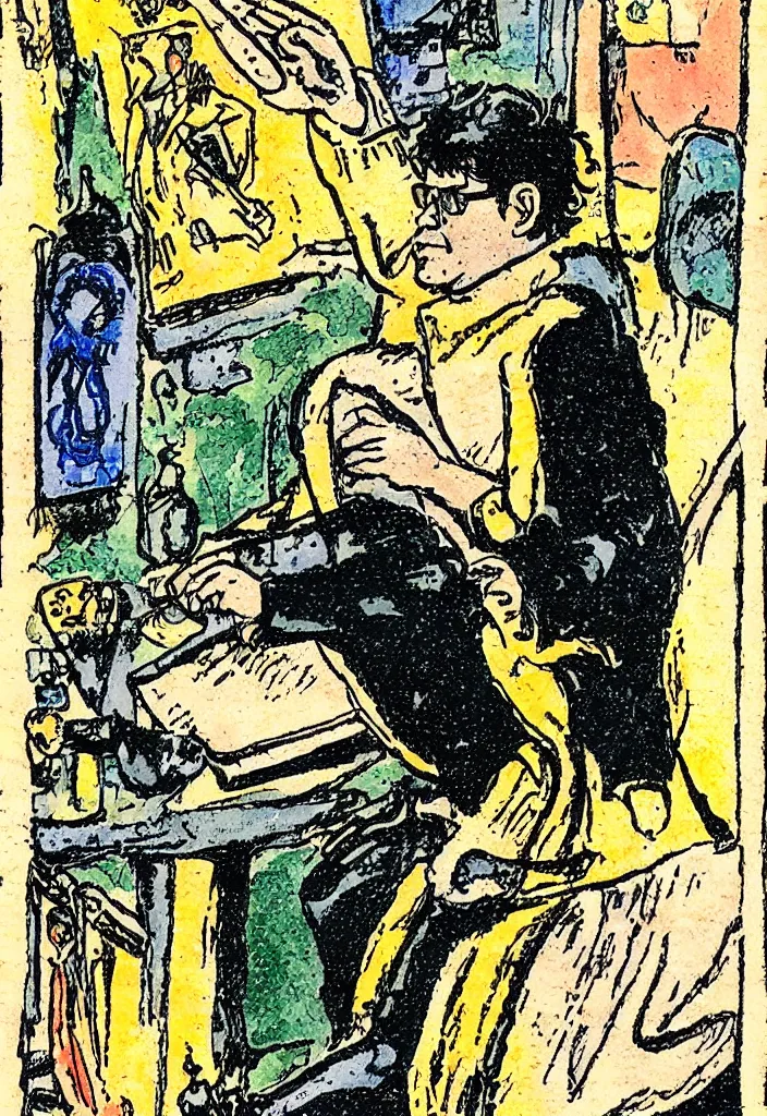 Image similar to Yann LeCun illustrated on the Rider–Waite tarot.