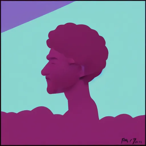 Prompt: uneven, muted by bob ross, by tom whalen. a beautiful sculpture of a person in profile, with their features appearing both in front of & behind their head.