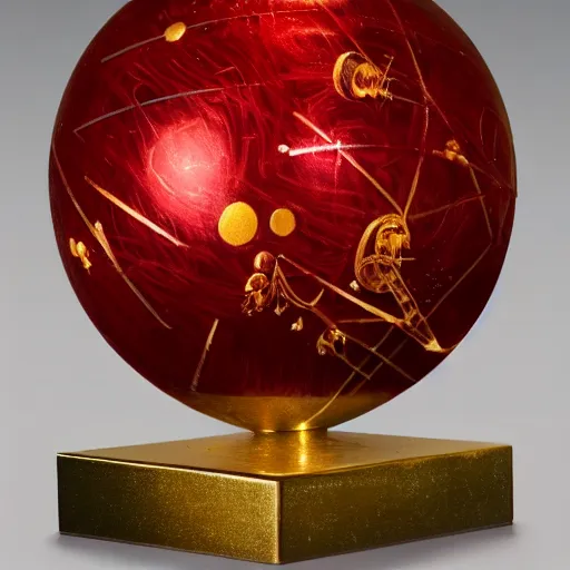 Prompt: a golden sphere handpainted, hyper detailed, red lighting from the side