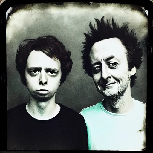 Image similar to tintype photo of “ rick and morty ” detailed