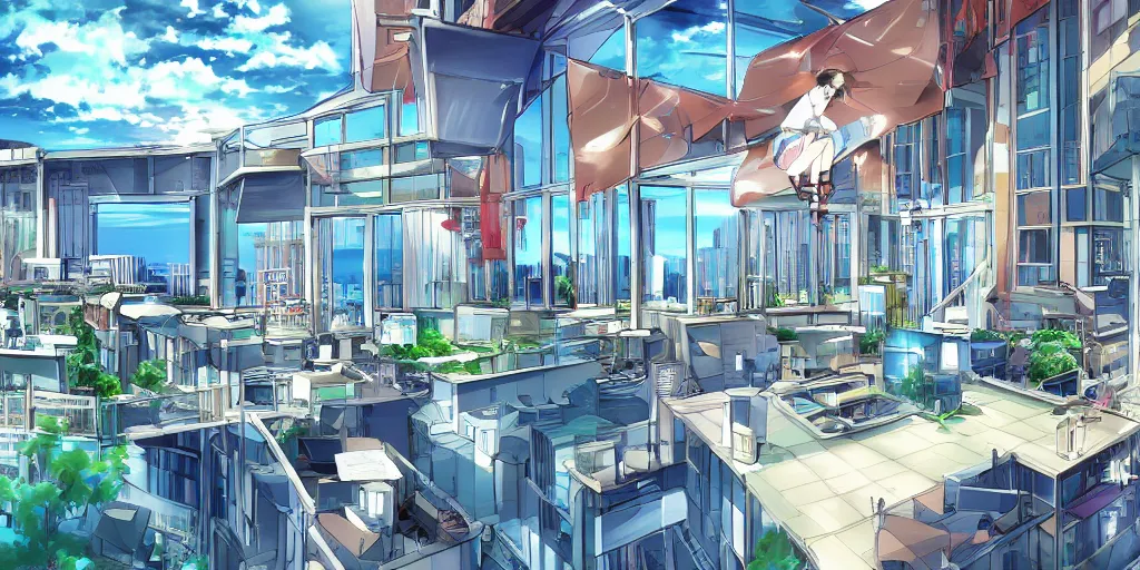 Prompt: anime penthouse background, award - winning digital art