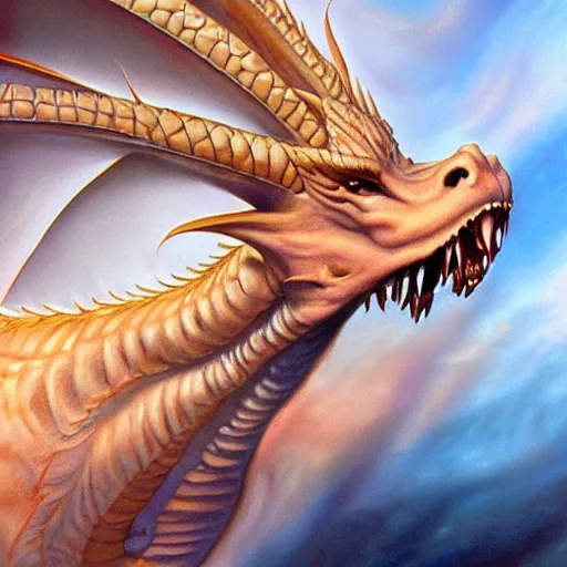 Image similar to ice dragon by Boris Vallejo ultra detail