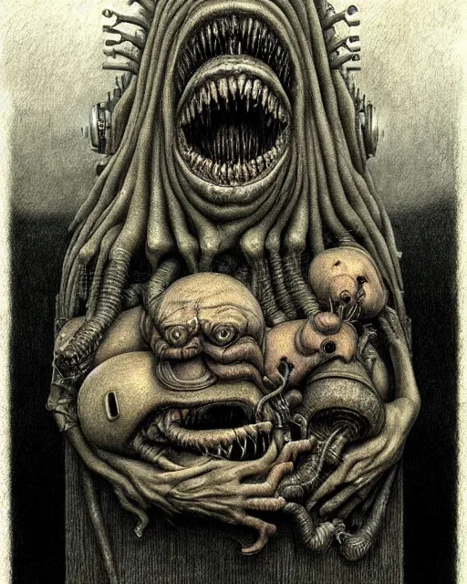 Image similar to a realistic detailed portrait painting of a monster by john kenn mortensen, santiago caruso, synthwave cyberpunk psychedelic vaporwave