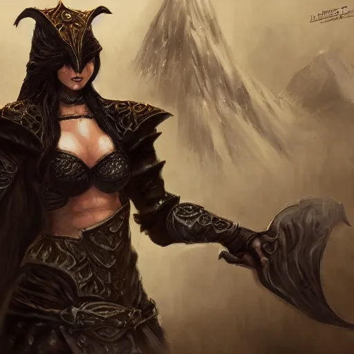 Image similar to medium-length portrait of a female dragonborn wearing a dark robe, highly detailed, digital painting, concept art, fantasy art, D&D