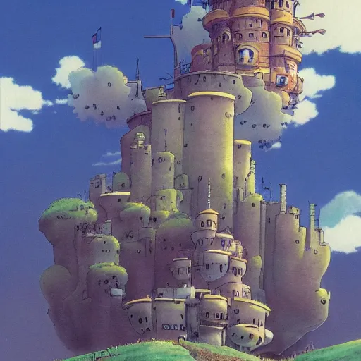 Image similar to howl's moving castle by studio ghibli, matte painting