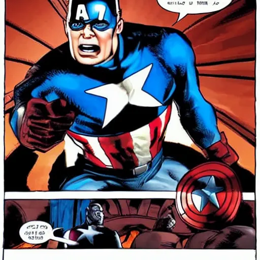 Prompt: Captain America in a hospice