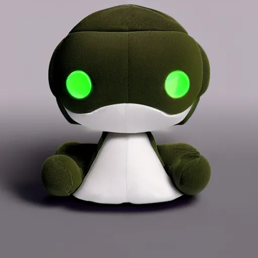 Prompt: cute fumo plush virtual assistant, glowing green girl made from streams of raw data, hologram, vray caustics and lens flare