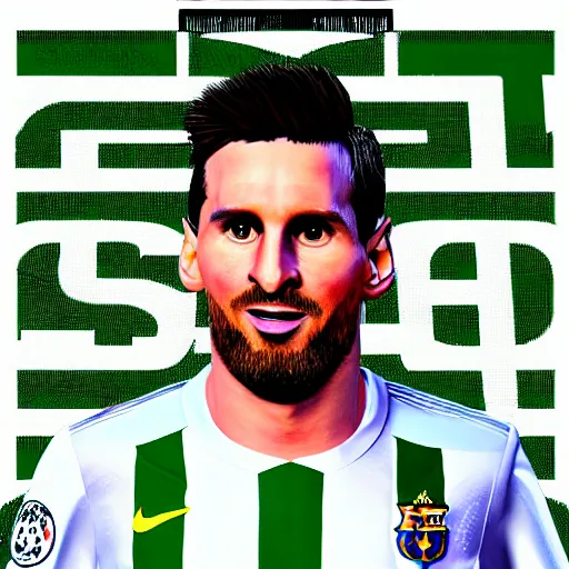 Prompt: leo messi dressed with the betis football team shirt, 8 k, realistic