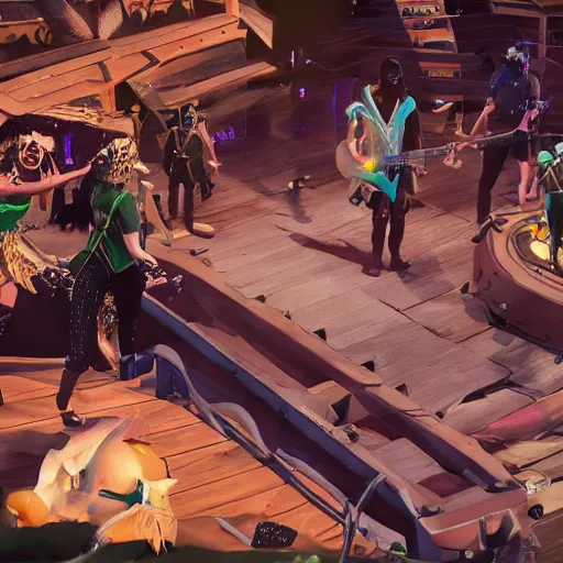 Image similar to a Lady Gaga concert in Sea of Thieves (2018), Unreal Engine