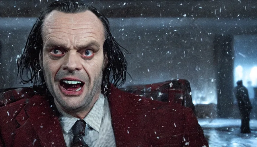 Image similar to Jack Torrance in The Avengers (2012), cinematic lighting, cinematography