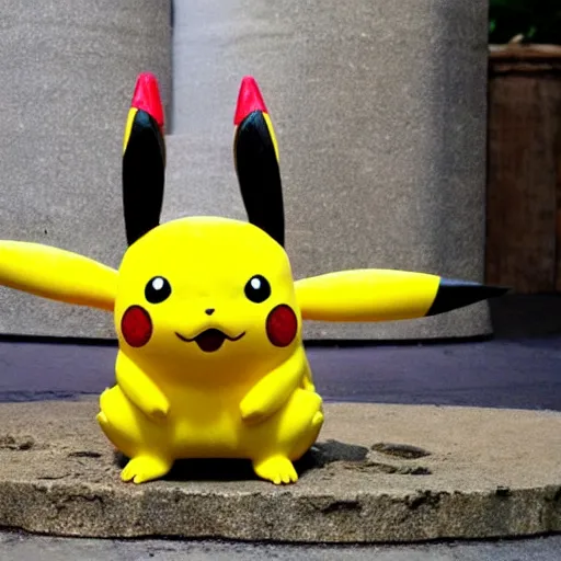 Prompt: Pikachu Sculpture made out of cobblestone