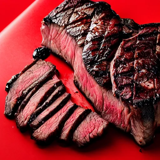 Prompt: A red cube next to a ribeye steak,, 35mm stock, photorealistic