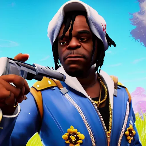 Image similar to rapper Chief Keef in Fortnite very detailed 4K quality super realistic