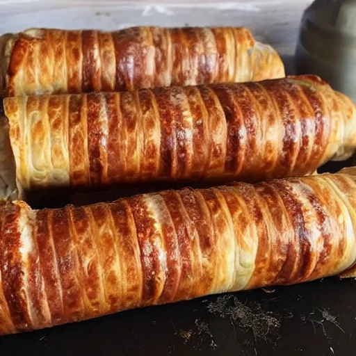 Prompt: ceaseless watcher, turn your gaze upon this wretched greggs sausage roll, photograph