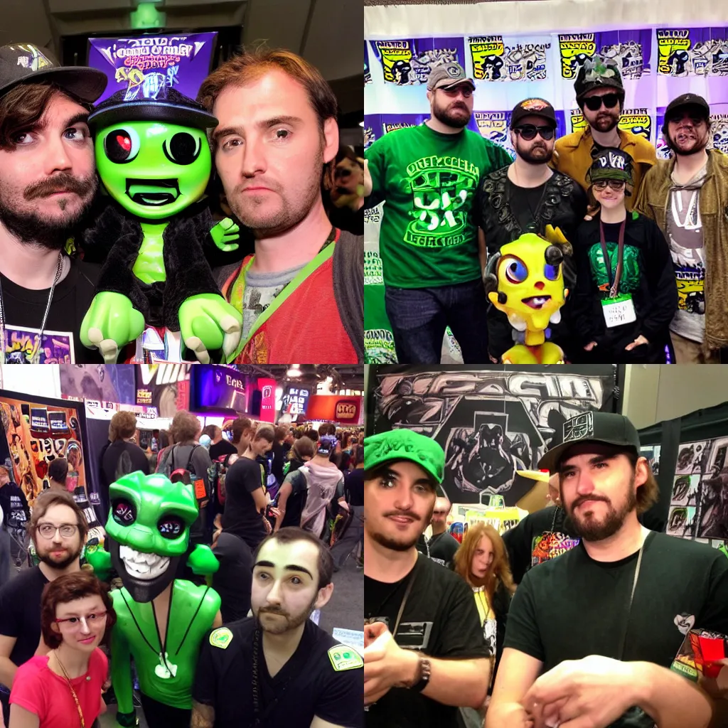Prompt: vinesauce, closeup photo at nyc comicon