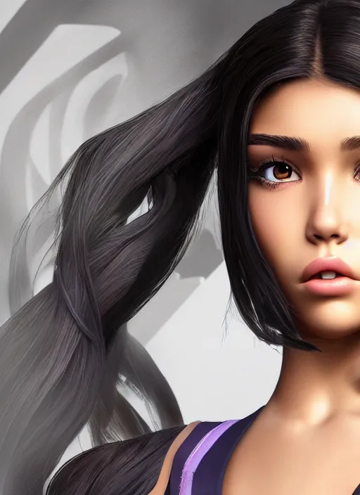 Image similar to Madison Beer as a video game character, digital art, unreal engine, unreal engine render, blender render, render, 4k, coherent