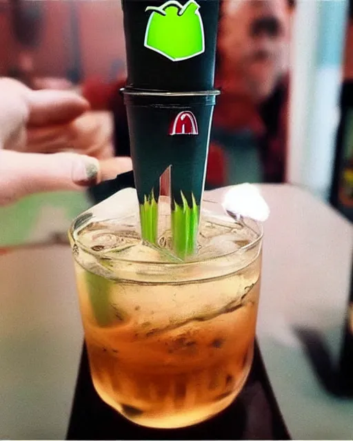 Prompt: is this a tooth inside my Sprite? wtf McDonalds, instagram post, viral photo, viral post