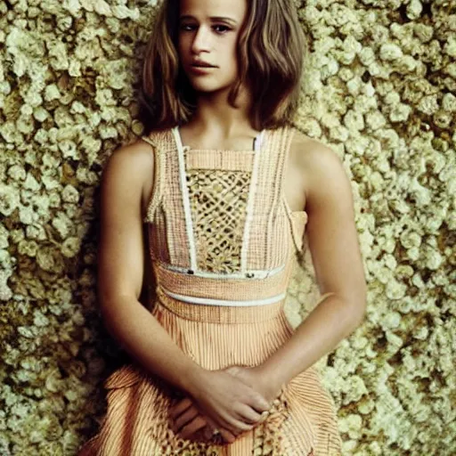 Prompt: ”A color photo of Alicia Vikander by Terry O´Neill”