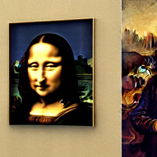 Prompt: A beard with Mona Lisa under it
