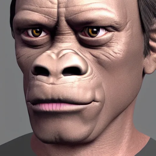 Image similar to a gorilla with Steve Buscemi's face, 8k, ultra realistic, render