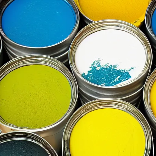 Image similar to can of paint, minimal, modern, solid colors, yellow