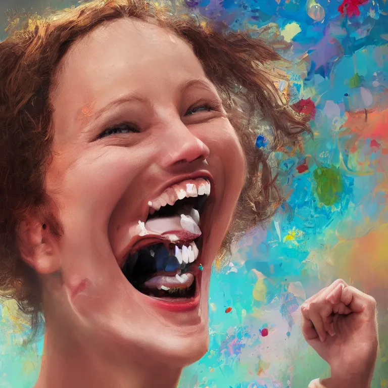 Prompt: a beautiful painting of laughter is the best medicine meaning : trying to be happy is the best cure, highly detailed, 8 k resolution, trending on artstation