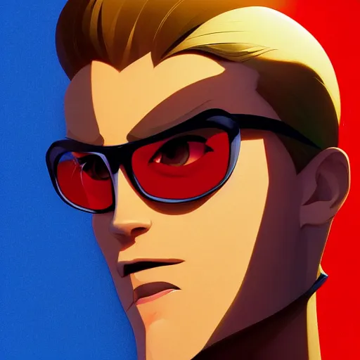 Image similar to face icon stylized minimalist the new adventures of johnny quest, loftis, cory behance hd by jesper ejsing, by rhads, makoto shinkai and lois van baarle, ilya kuvshinov, rossdraws global illumination