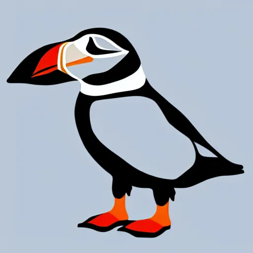 Image similar to flat single tone black vector silhouette of a puffin, pure white background, 4 k resolution